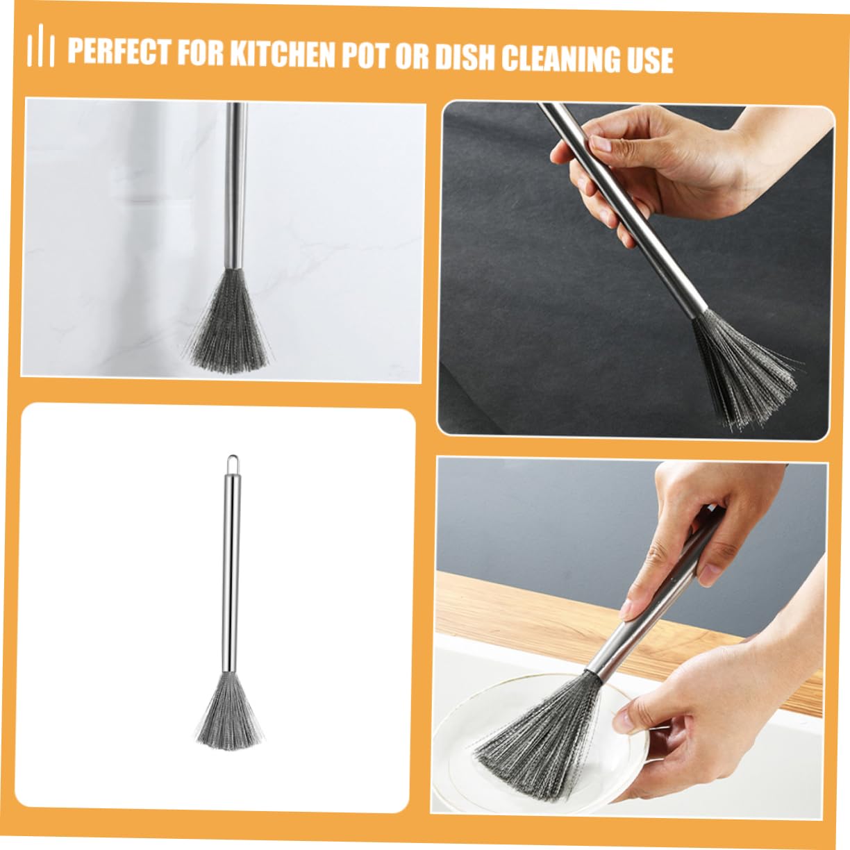 VANZACK Cepillo De Limpieza De Inoxidable Cocina De Utensilios De Cocina Y Sartenes Resistente Y Duradero 3 Piezas X 4