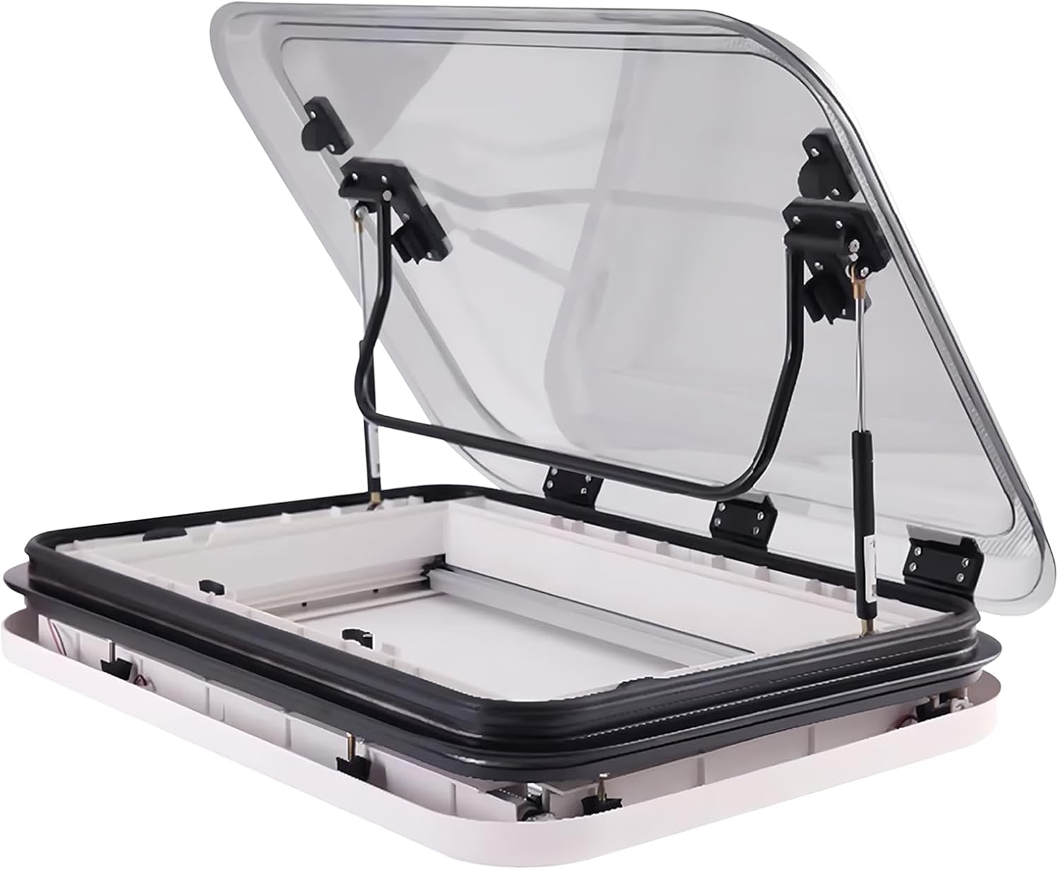 LED RV Roof Skylight Vent, 500x500mm Double-Layer Acrylic Hatch for Motorhome, Caravan, Trailer, Ships - Camper Replacement Window with Built-in Light