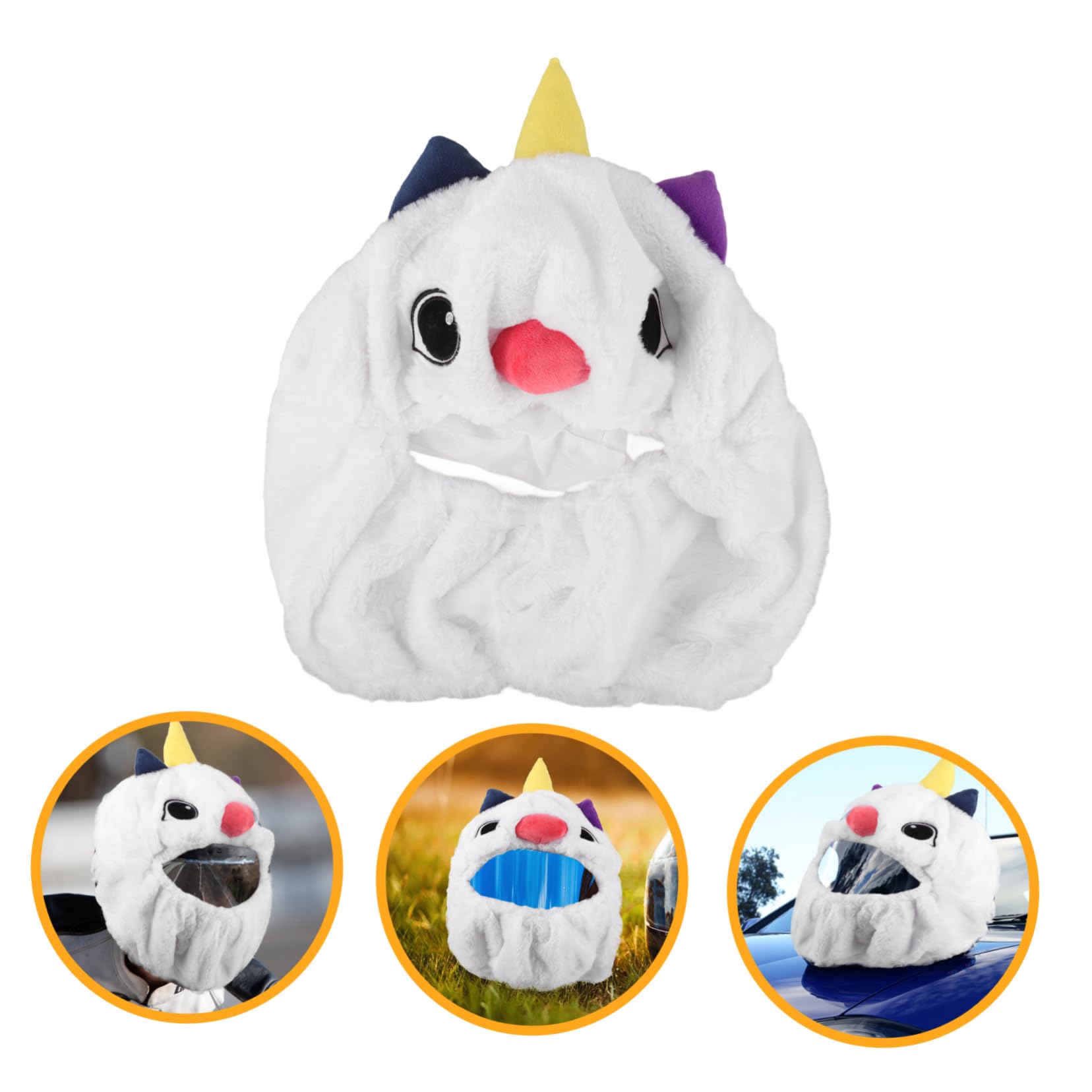 BELLIFFY Plush Cover Adorable Cartoon Design Lightweight and Protective Cap Fit for Various Fun Accessory for Motorcycle and Bike Enthusiasts