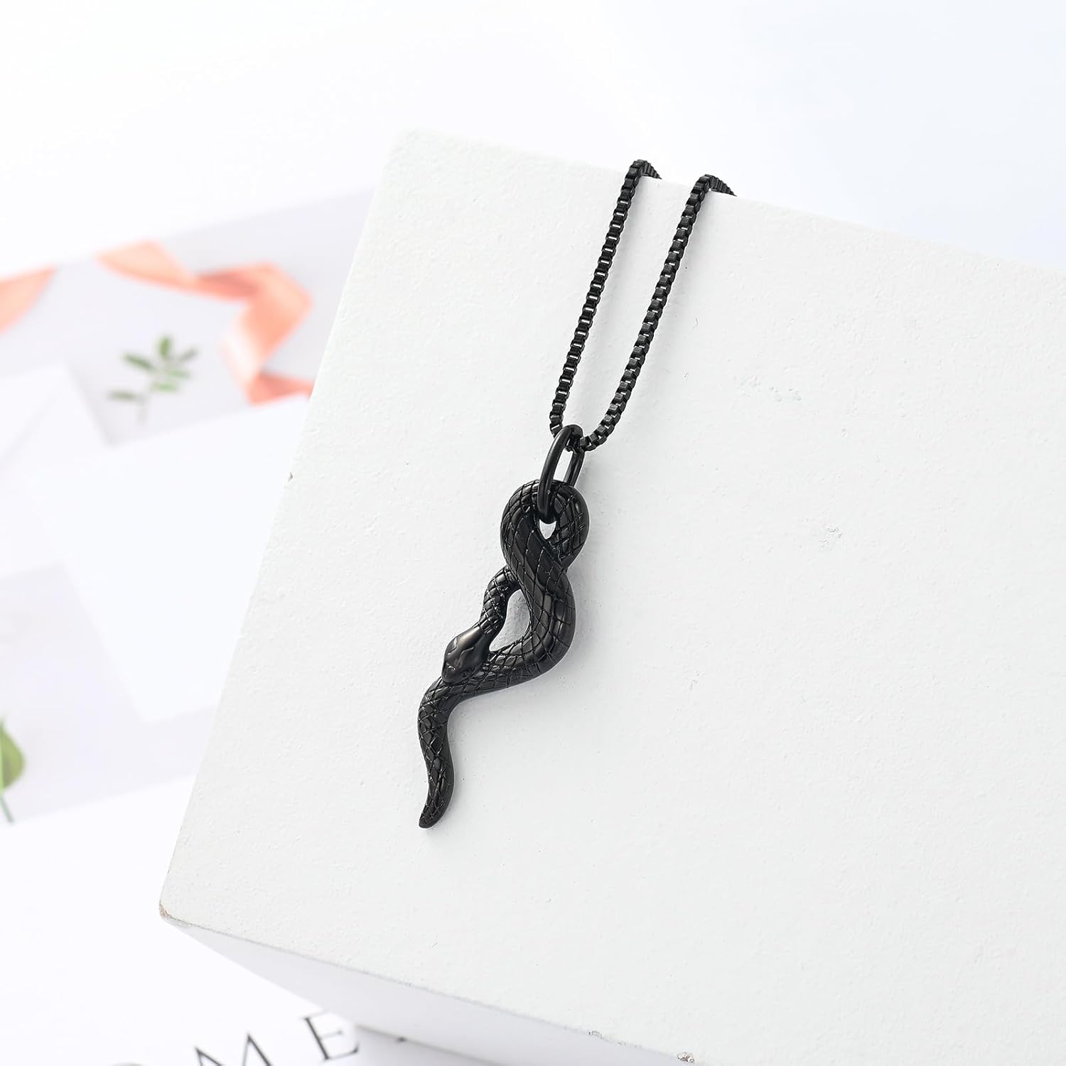 XSMZB Cremation Jewelry Snake Urn Necklace for Ashes Stainless Steel Python Memorial Pendant Human Pet Ashes Holder Keepsake for Men Women - Image 5