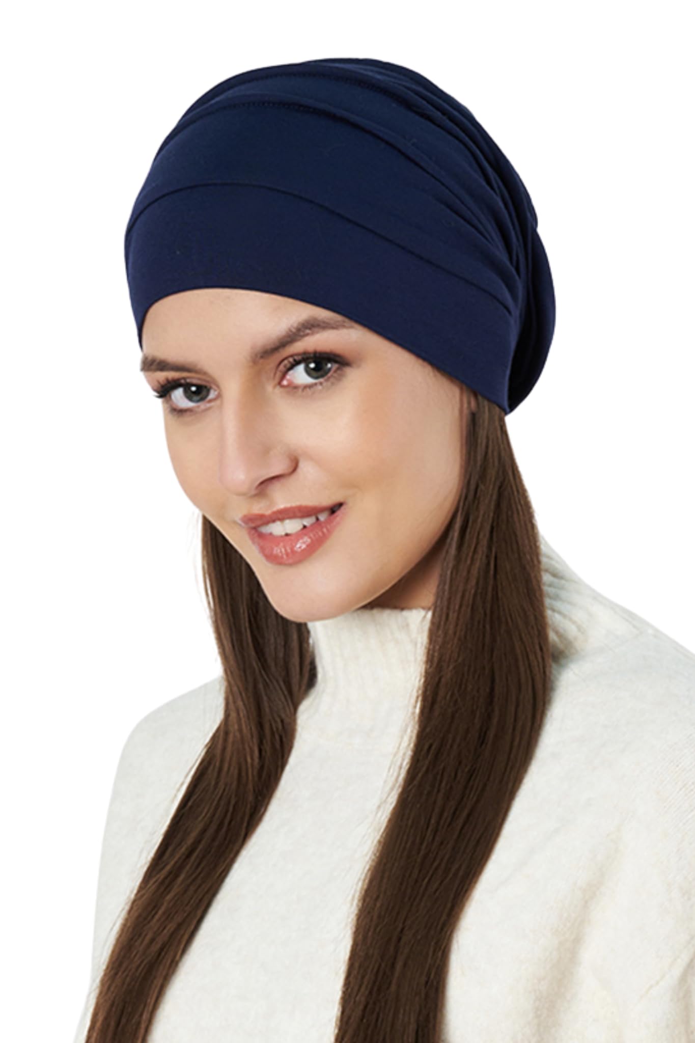 The HeadscarvesBamboo Viscose Solid Seams Slouchy Snood Cap for Women (SS200 Multicolor)