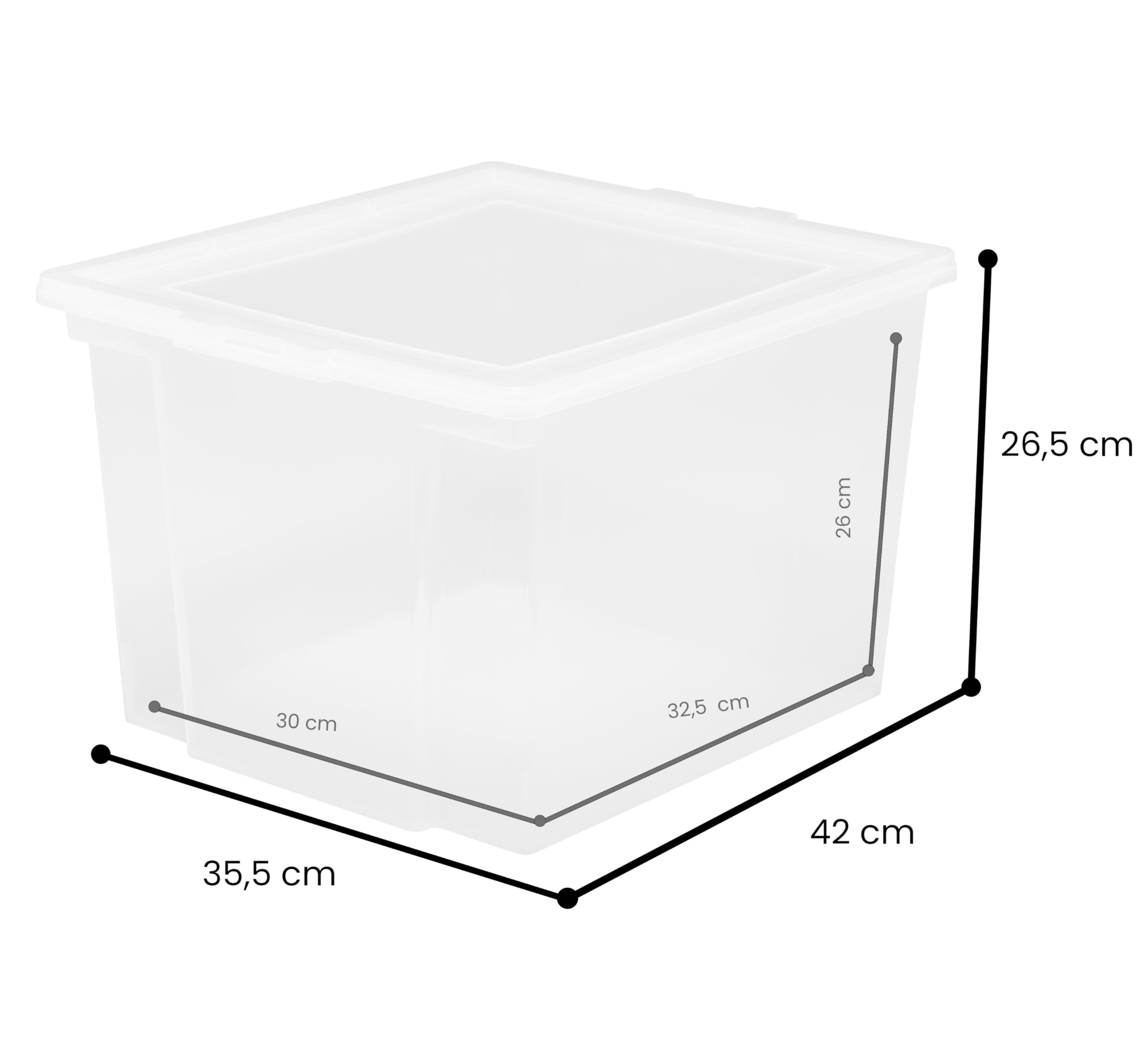 Iris Ohyama Vielseitige Aufbewahrungsbox mit Deckel, Stapelboxen, 30L, 6er-Set, Transparent, Stapelbar, Plastik, Für Schrank, Regale, Organisation, Kleidung, Bettlaken, Plastikbox mit Deckel, USB-M