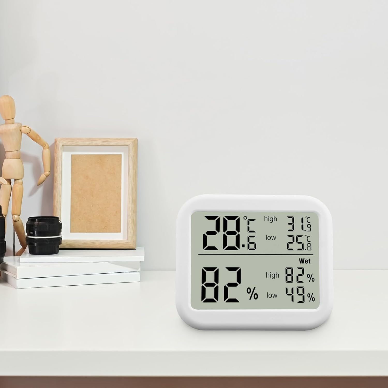 Estación meteorológica Digital para el hogar con termómetro e higrómetro para Interiores y Exteriores, Monitor inalámbrico de Temperatura y Humedad, Pantalla fácil de Leer.
