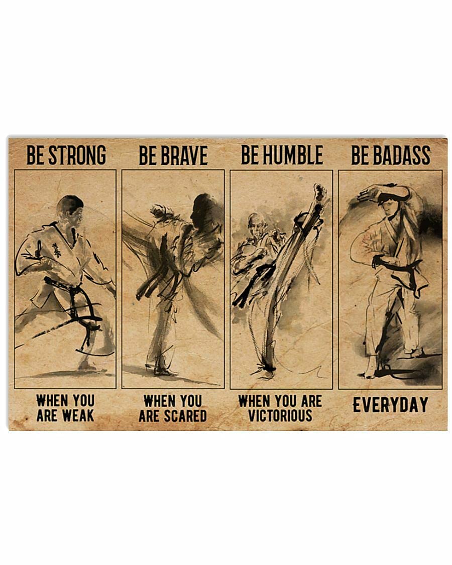 Poster in metallo con scritta Jiu Jitsu Be Strong, 20,3 x 30,5 cm