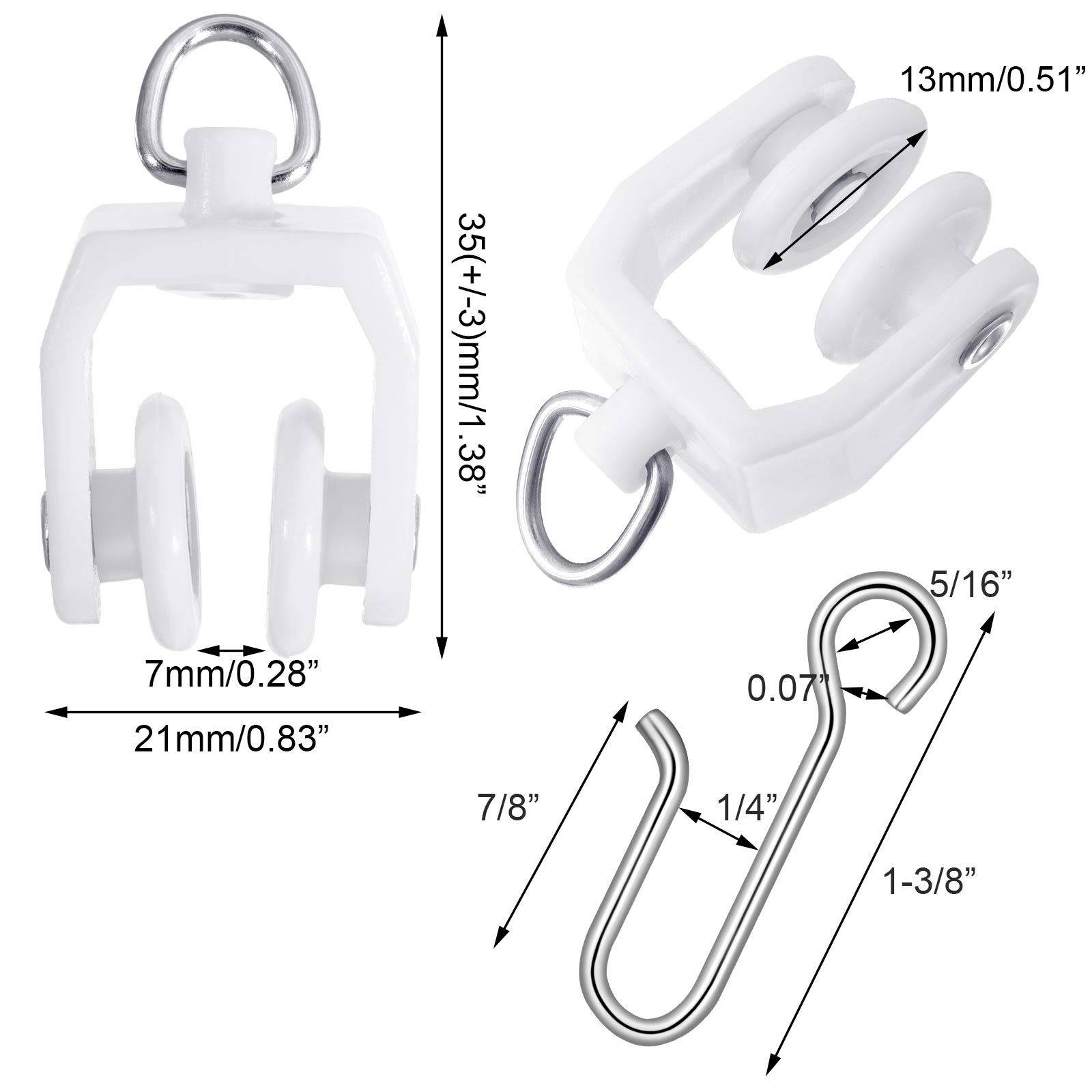 50 Sets Ceiling Track Roller Hooks Roller Hooks for Ceiling Track