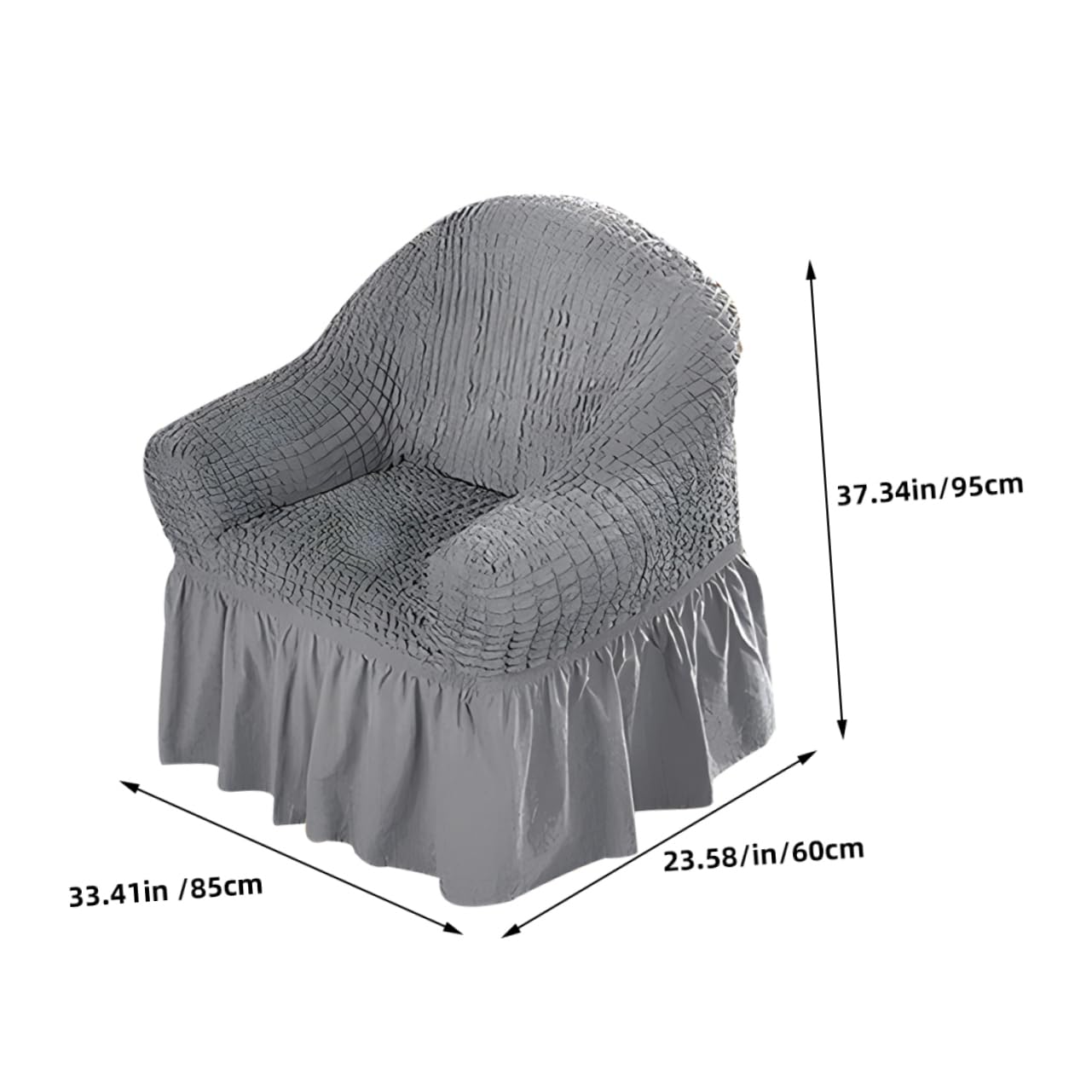 FUNOMOCYA Chenille Sofa Covers Stretch Recliner Slipcover Large Couch Cover Protective Gray Pockets