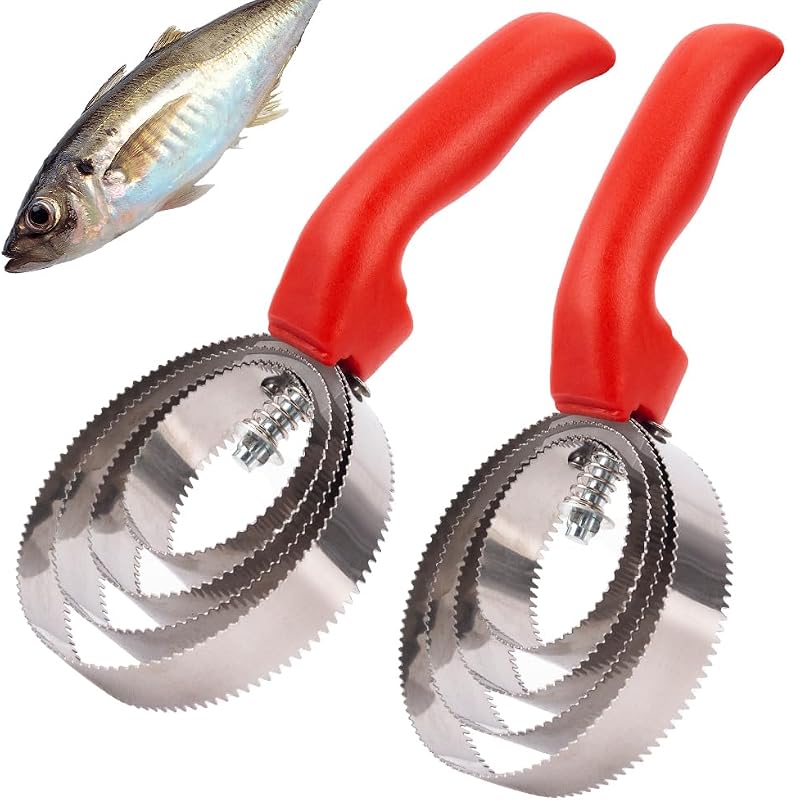 Fish Skin Brush Fast Remove, 2 Pack Stainless Steel Fish Scaler Remover, Heavy Duty commercial Fish Scaler Brush Fish Scaler Cleaning, Stainless Steel Sawtooth Easily Remove Fish Scales
