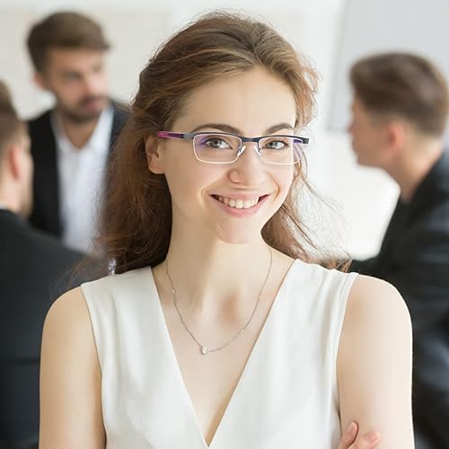 Miniatura 6 de CLASAGA Progressive Multifocus Reading Glasses for Women Men, Blue Light Ladies Computer Reader Metal Half Frame Eyewear