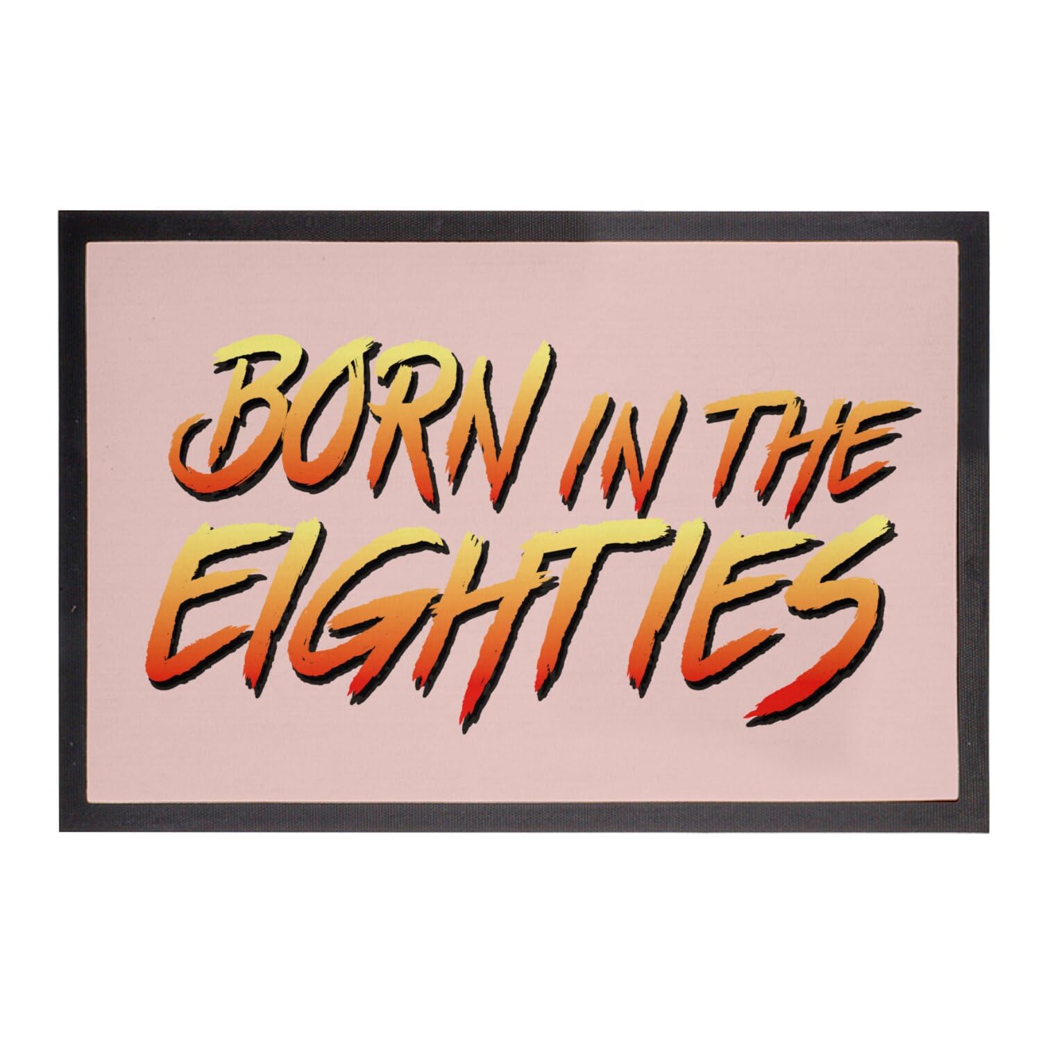 Paillasson rose parodie jeux vidéo combat avec typographie rétro eighties dimensions 75x50cm