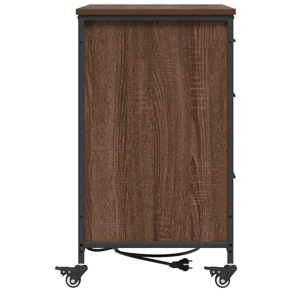 Büroschrank mit integrierter Ladestation und Regalen in Braun Eichen-Optik 76 x 41 x 72 cm – Ladeschrank für effiziente Büroorganisation und Aufbewahrung