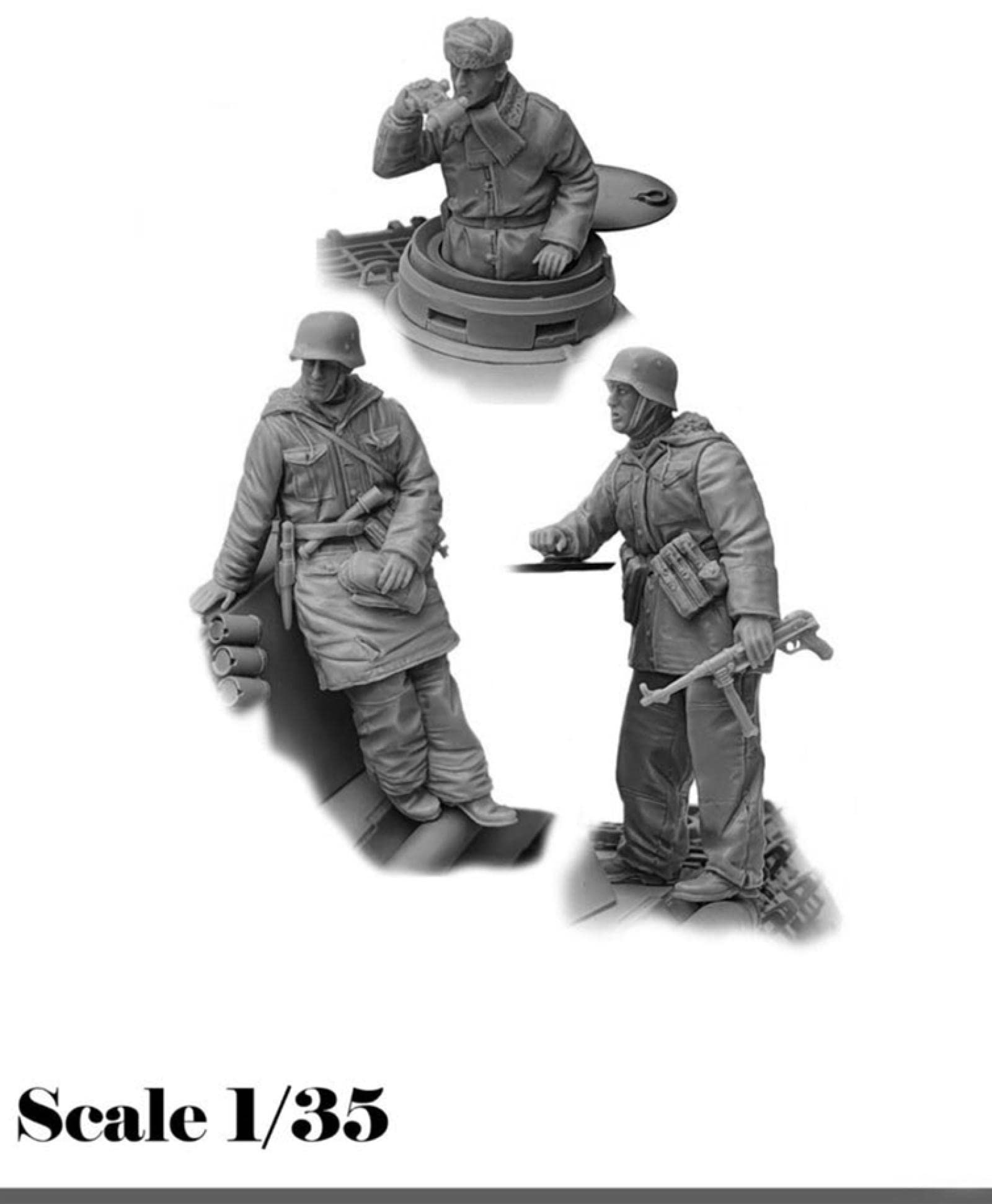 Figurines En Résine 1:35 - 2 Soldats Pilotes De Char Allemand WW2 (non Peints)