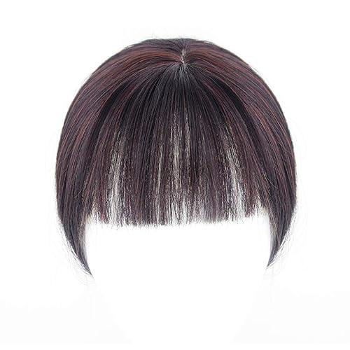 Miniatura 9 de Parte media recta para cabello con flequillo limpio para cabello fino para mujer, postizo de frente de 14 pulgadas, marrón oscuro