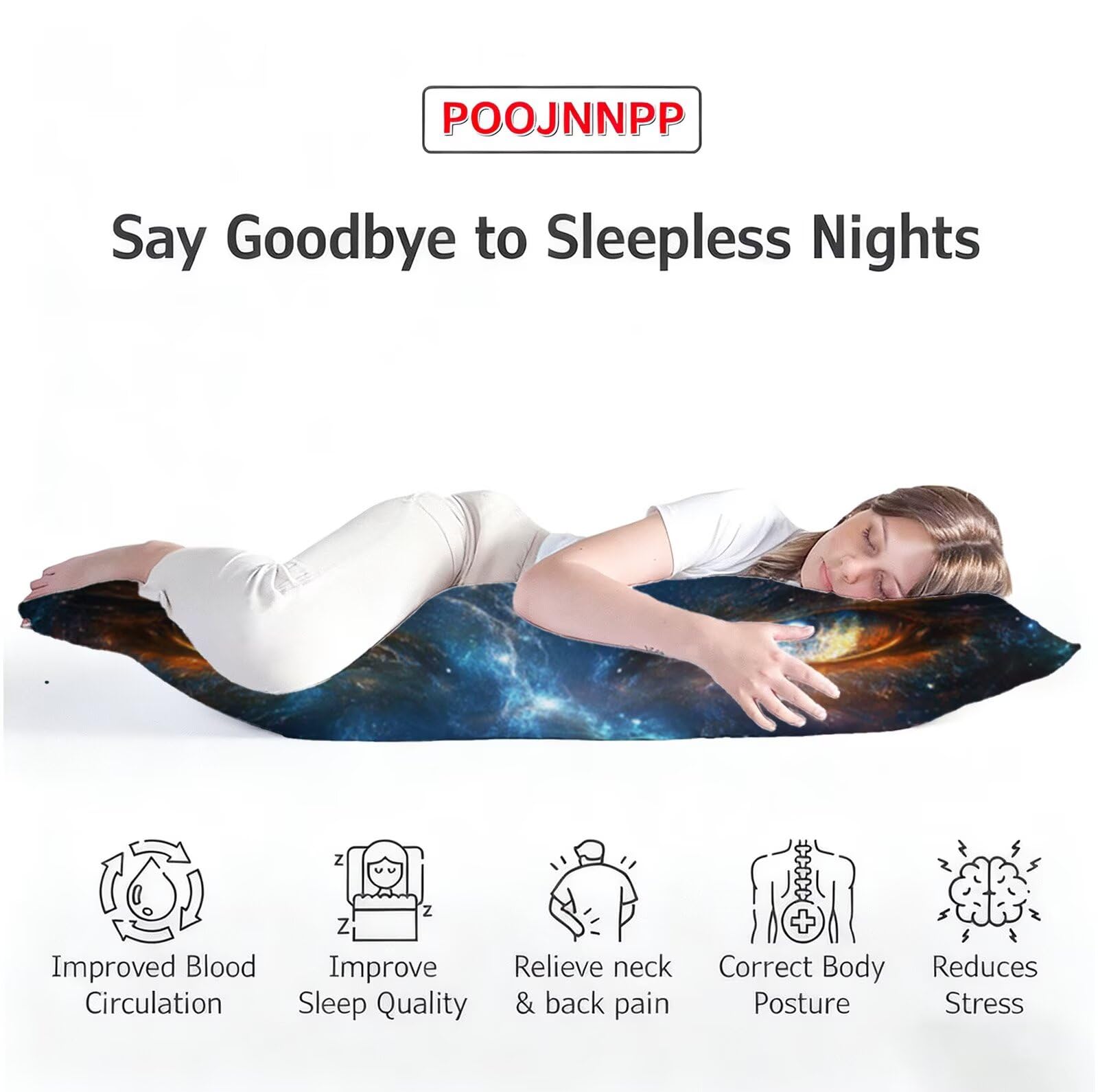 Seitenschläferkissen Bezug 60 x 180 cm Traum Seitenschläferkissen mit Unsichtbarem Reißverschluss, Samt Atmungsaktiv und Weich Schwangerschaftskissen Body Pillow Auge, für Deko Wohnzimmer Sofa R-3603