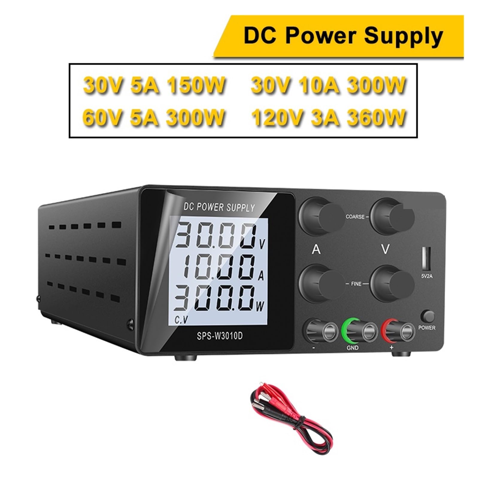 Zasilacz LCD Dightal o mocy 300 W, regulowany, 30 V, 10 A, 12 V, 3 A, przełączany, regulowany, stabilizator napięcia, źródło zasilania DC, do laboratoriów, prac elektronicznych, majsterkowania itp.