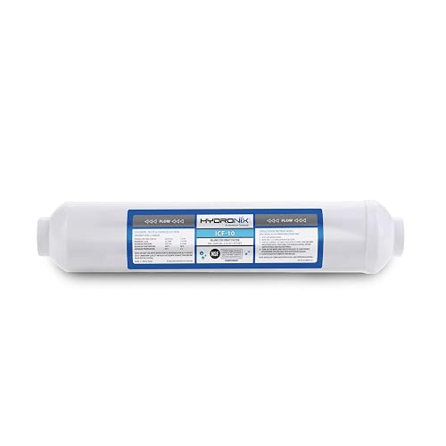 Hydronix ICF-10 RO Reverse Osmosis Post Polishing, Fridge and Ice Inline Coconut GAC Water Filter, 2000 Gal, 1/4' NPT