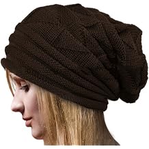 Lukitty Women's Stylish Warm Knit Skull Cap Slouchy Long Beanie Hat Winter Cap