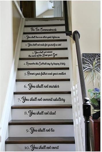 38x22" The Ten Commandments Stair Riser Wall Decal Decor Sticker Scripture God Christian Family Mural Art Home Decor