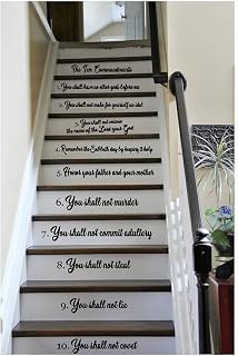 38x22" The Ten Commandments Stair Riser Wall Decal Decor Sticker Scripture God Christian Family Mural Art Home Decor