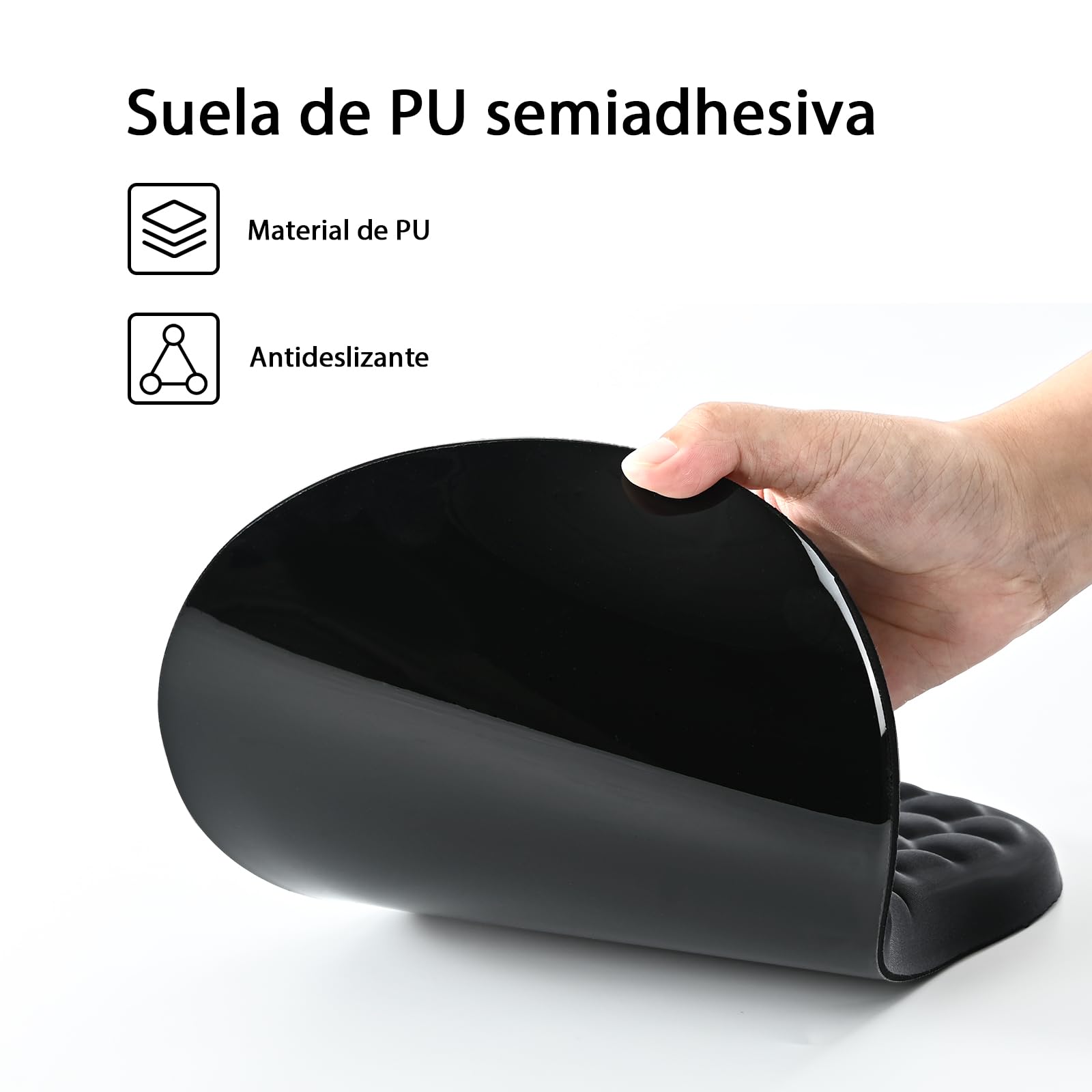 EooCoo Alfombrilla Ratón, Mouse Pad Ergonómica con Diseño de Masaje, Negro | Lavable Mousepad, Alfombrilla Escritorio para Oficina, PC Gaming, Accesorios Electrónicos, Alivia Dolor, Base Antideslizante