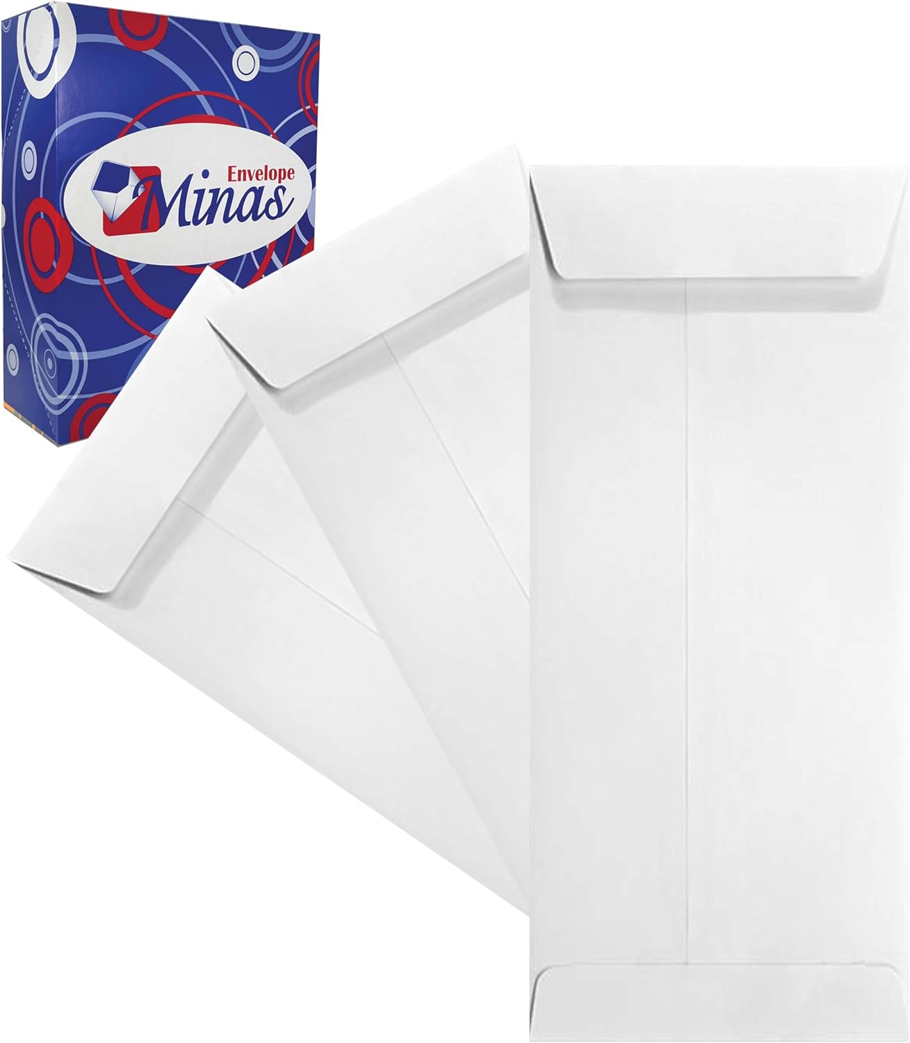 500 Minas Envelope #10 Policy (Open End) Envelope, 4 1/8 x 9 1/2, Premium 24lb. White, Gum Flap, 500/Box