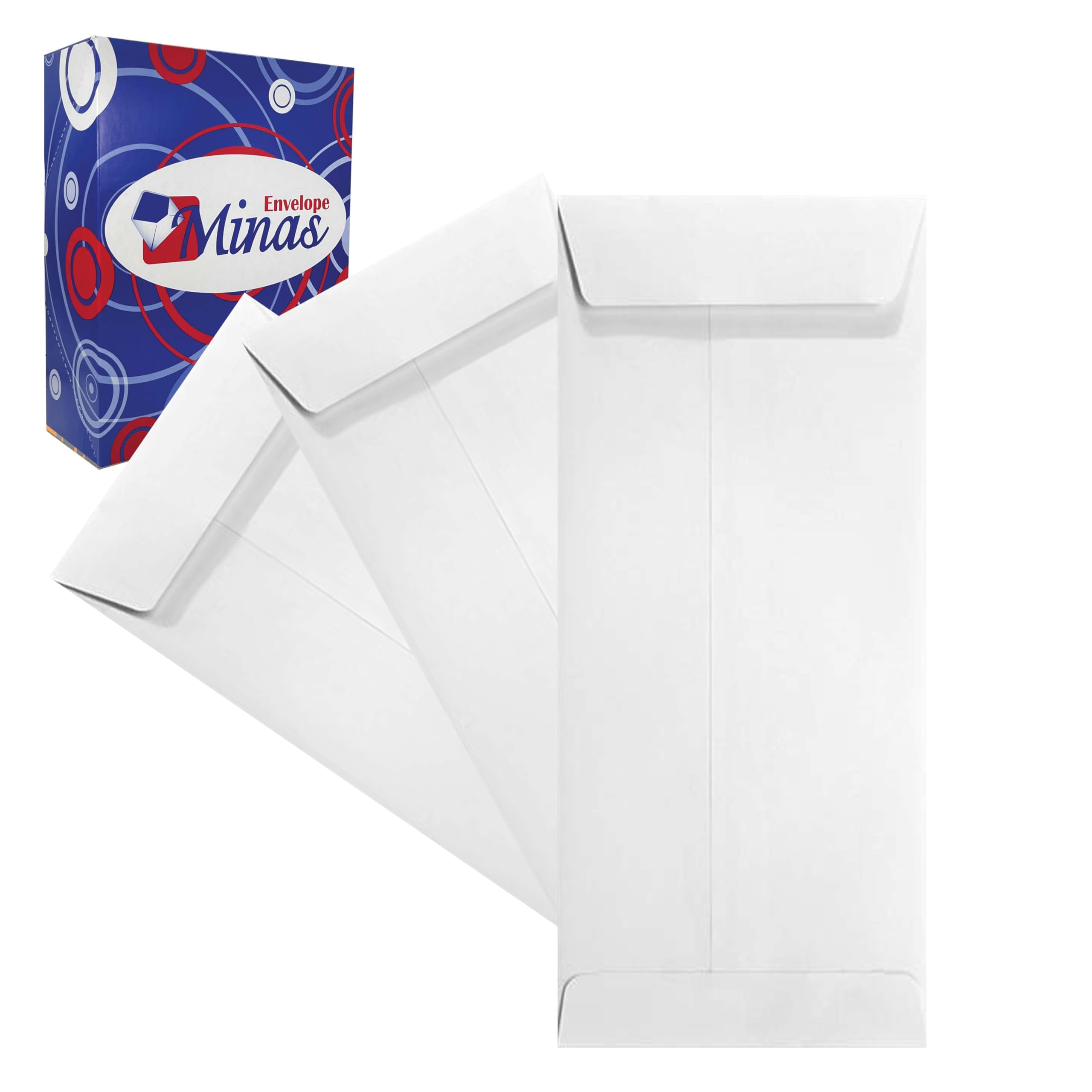 500 Minas Envelope #10 Policy (Open End) Envelope, 4 1/8 x 9 1/2, Premium 24lb. White, Gum Flap, 500/Box
