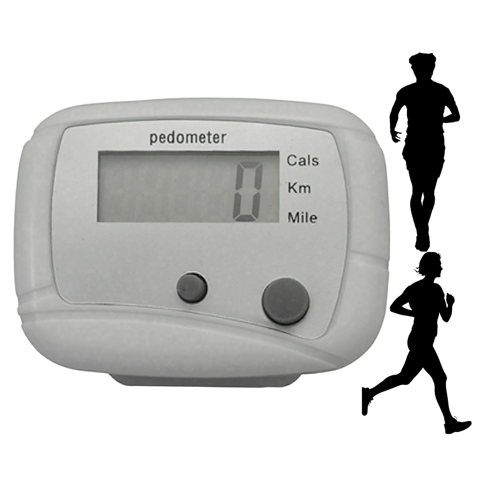 B Baosity 2X Pedometer for Walking Counters Clip on Calorie Distance Counting Walk Motion Portable Step for Men Women Outdoor Sports Hiking, 4.8cmx3.5cmx2.2cm, white