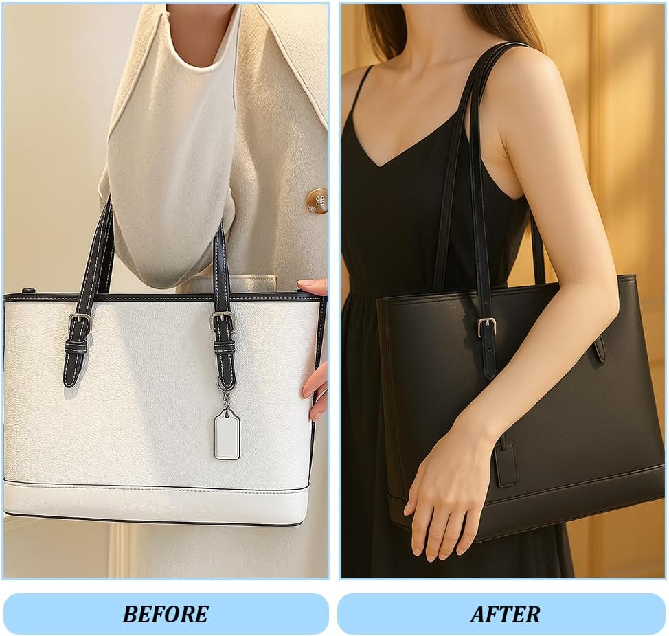 PH PandaHall 2pcs Cowhide Leather Tote Bag Strap Replacement 31.9 inch Leather Purse Handles, Black Adjustable Handbag Strap Replacement for Purse Tote Bags Shoulder Bags Making