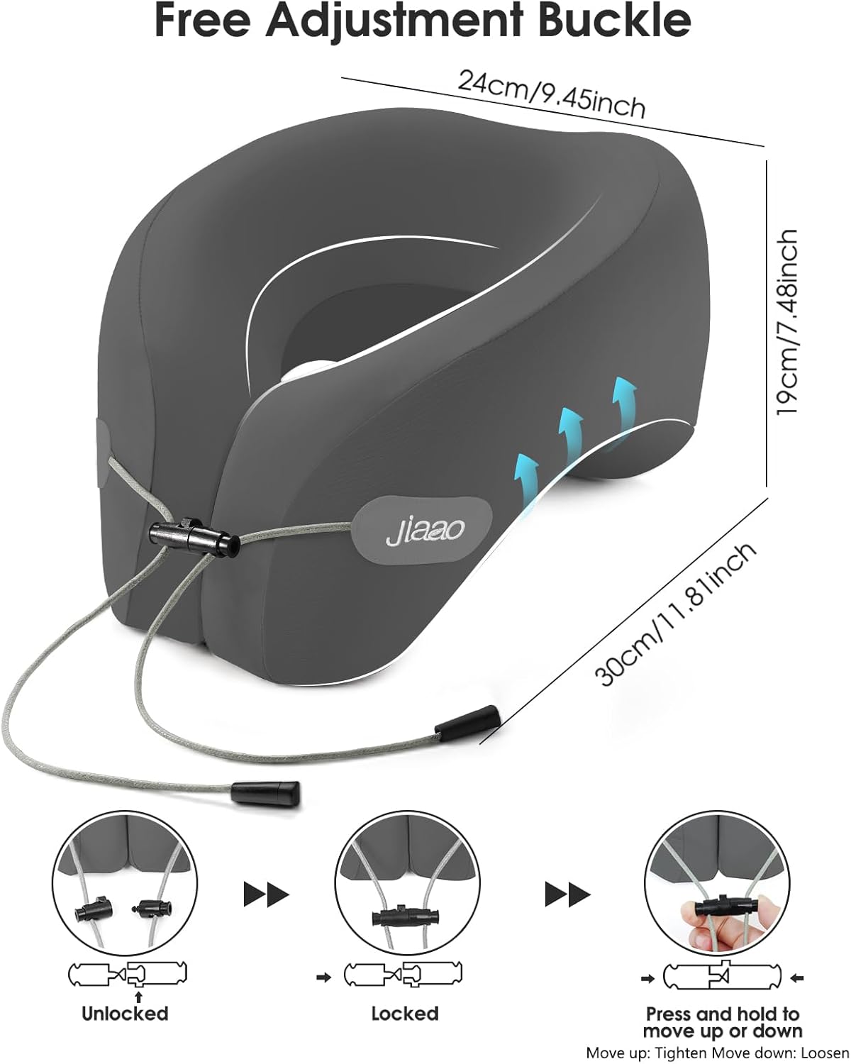 2-in-1 Travel Neck Pillow with 360-Degree Head Support, 2 Pack Memory Foam Airplane Pillow, U-Shaped Hump Napping Pillow for Airplane, Car, Train, Bus and Home Use