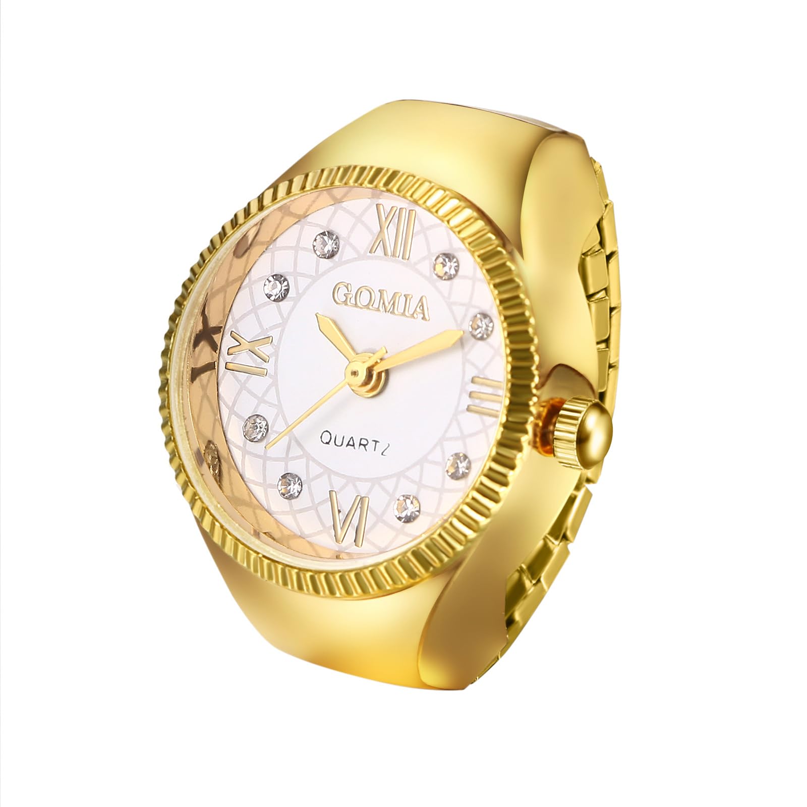 Avaner Ringuhr Damen Herren Uhr: Elastische Edelstahl Fingeruhr mit rundes Gehäuse Balkenskala Verstellbarer Ring Uhr Finger Uhr ALS GESHCNEKE für Männer Frauen