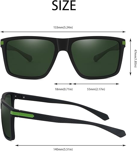 Miniatura 2 de Gafas de sol polarizadas para hombre, gafas de sol deportivas retro, ligeras, marco cuadrado, protección UV, gafas de pesca de moda