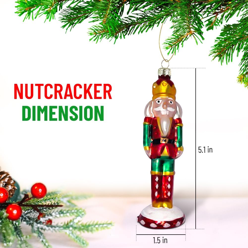 Christmas Tree Hanging Ornament Nutcracker Figurine Decoration Glass Hand Blown Holiday Xmas Keepsake for Holidays Home Parties - Image 3
