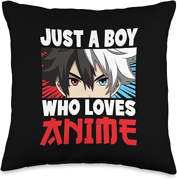 Just A Boy Who Loves Anime Funny Japanese Otaku Kids Throw Pillow
