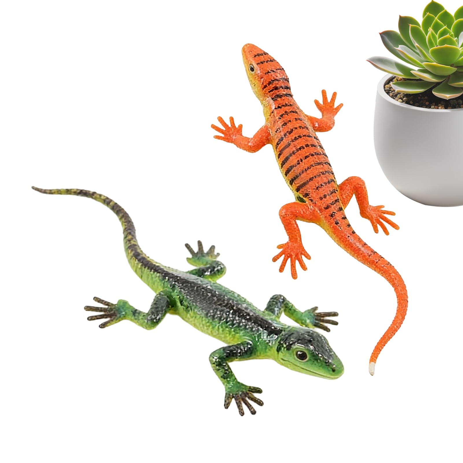 Hamosky Realistic Lizard Toy Figures, 2-Piece Set Educational Goodie Bag Fillers,Changeable Reptile Toy for Kids, Colour Changing Reptile, STEM Learning for Boys Girls Children