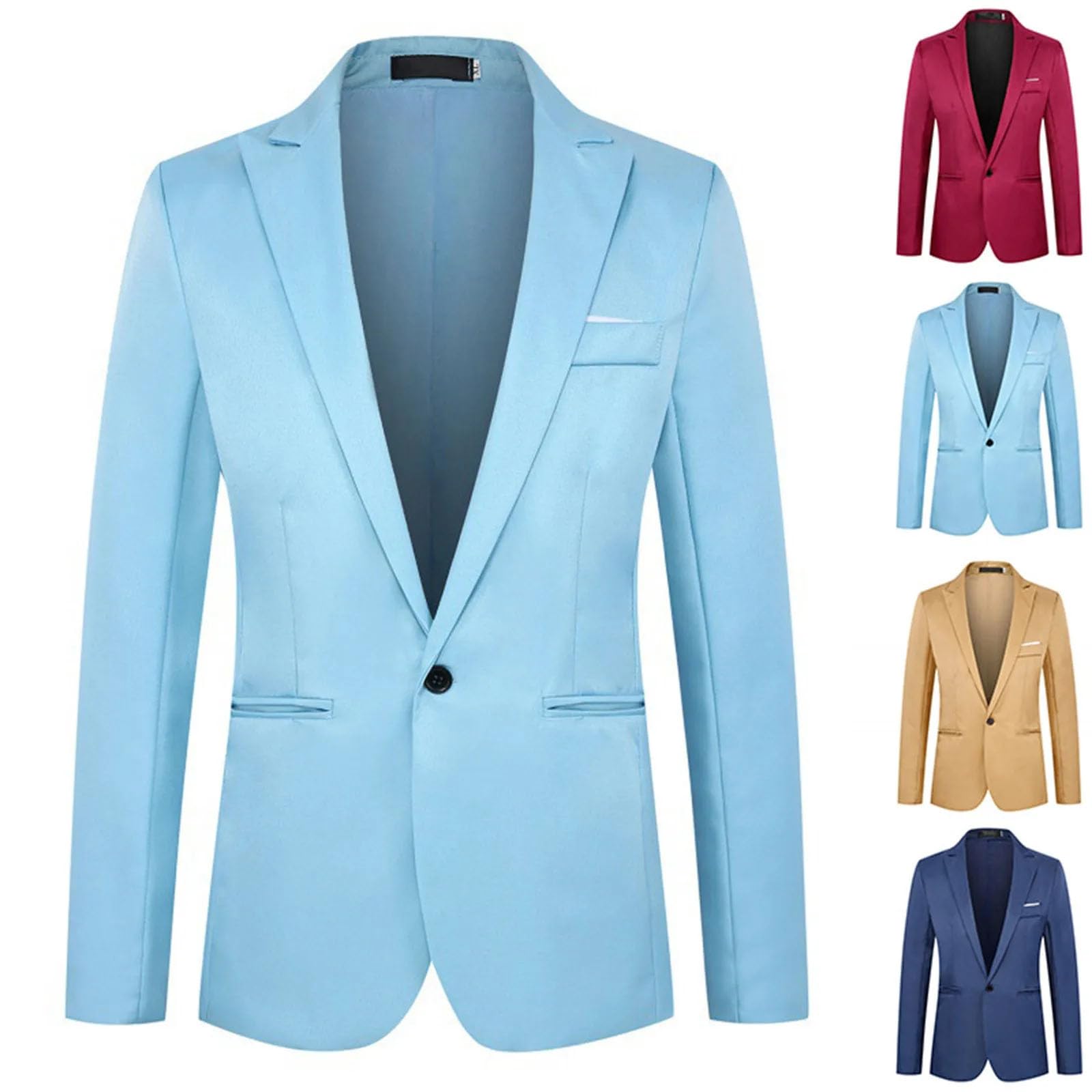 Chaqueta de traje de hombre con solapa puntiaguda y un solo botón, ajuste delgado, para negocios, boda, fiesta, casual, traje