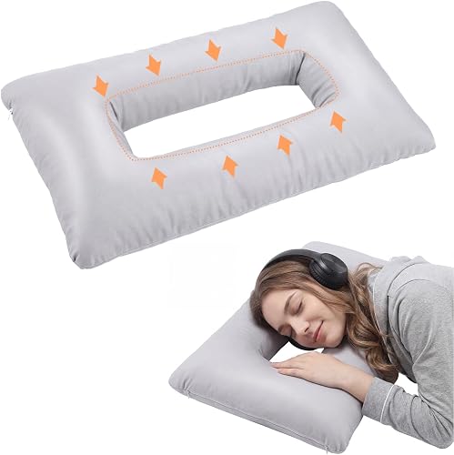 Lounsweer Ear Piercing Pillow with Holes Ear Pillow for Side Sleepers 18.9 x 11.