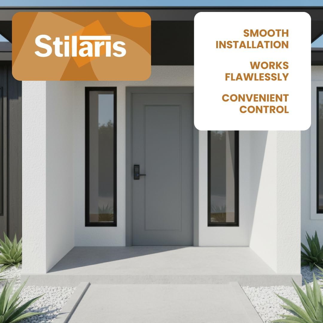 Stilaris Fingerprint Door Lock with Keypad Handle – Keyless Entry Door Knob Replacement, 4-in-1 Biometric Smart Lock for Bedroom, Home Office & AirBnB, Digital Passcode, Key Card & Backup Key Access