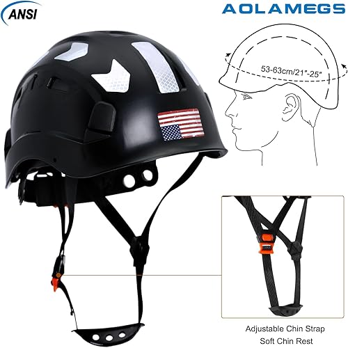 Miniatura 9 de AOLAMEGS Casco de seguridad para construcción  ANSI Z89.1 Tipo - Casco de seguridad aprobado por la OSHA con correas para la barbilla, ligeros,