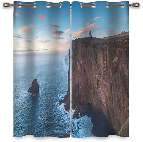 Miniatura 1 de Mountain Peak Scenery Cortinas Blackout para Habitacion 2 Panels Drapes Sliding Glass Door Grey Room Decor (W) 85 X (H) 108 Inches