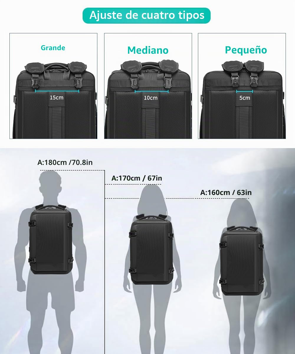 Mochila de Viaje TSA de 43 L Tamaño Grande para Portátil de 17 Pulgadas Impermeable para Trabajo Oficina Viaje Senderismo (Negro)