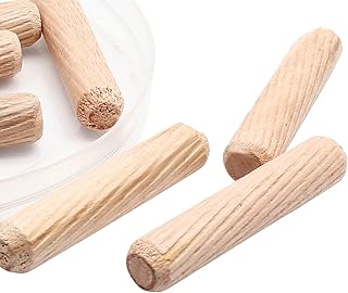 HARSKIYER 120pcs Hardwood Wood Dowel Pins, 3/8" x 2" Fluted Wood Dowels Rods Crafts Dowel Pegs for Woodworking Furniture Door Arts and Crafts DIY Projects, Straight Grooved