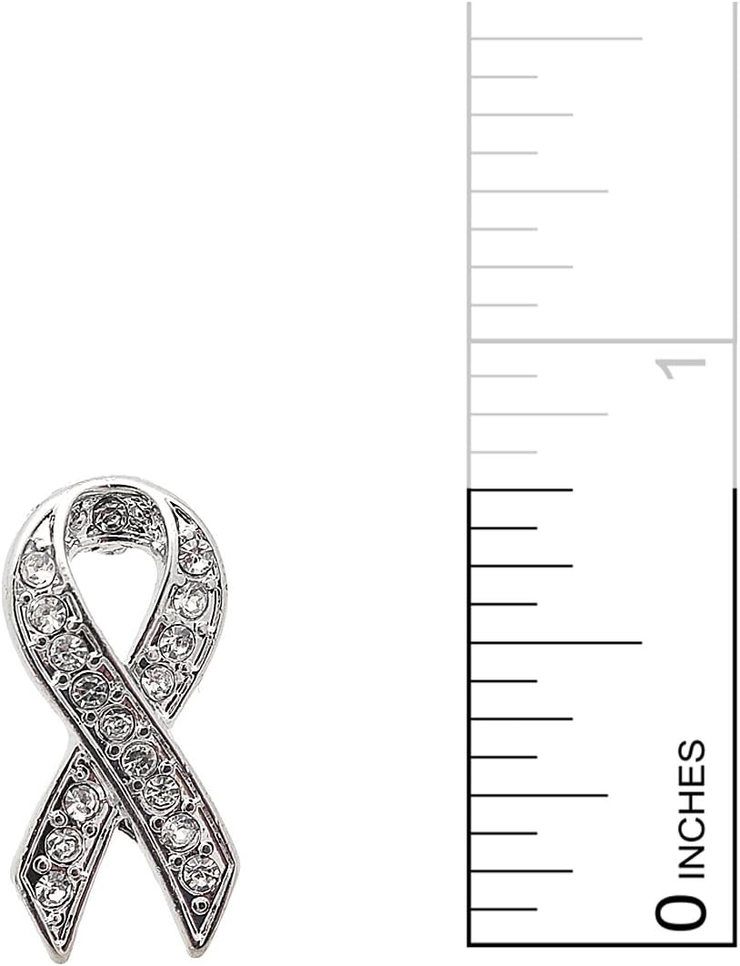 Crystal Embedded Breast Cancer Awareness Ribbon Earrings - Image 3