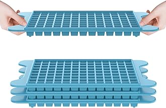 Mini Ice Cube Tray for Freezer: 4PCS Easy Release Nugget Ice Trays with Bin - 117pcs 0.4 Inch Small Ice Cubes, Blue