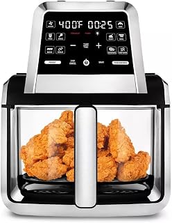 Gourmiia 7-QT Fry ‘N Fold Digital Air Fryer - Compact, Foldable Design for Easy Storage, FryForce 360° Technology, 10 One-Touch Presets, EZ-View Glass Basket, Preheat & Turn Food Reminder