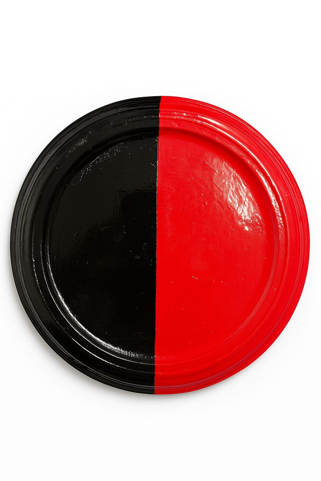 Plato de Barro para Elegua - Recipiente Ritual para Santería y Religión Yoruba - Plato de Ofrendas Tradicional Hecho a Mano (Rojo y Negro, 21CM)
