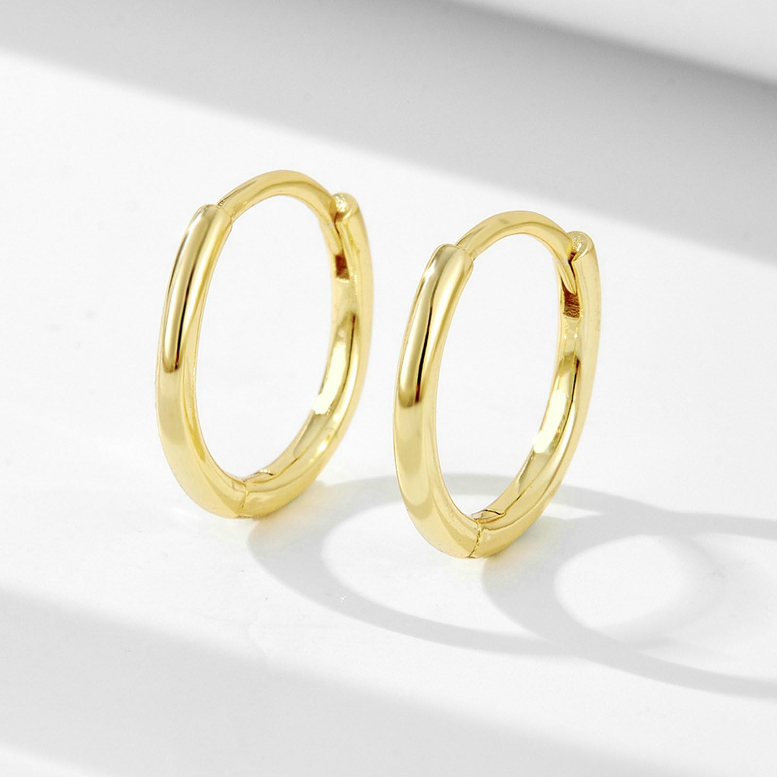 Pendientes de aro de oro 750 585 375 de oro auténtico, para mujer, 6 mm, 7 mm, 8 mm, 9 mm, sin alergias, para mujeres y bodas