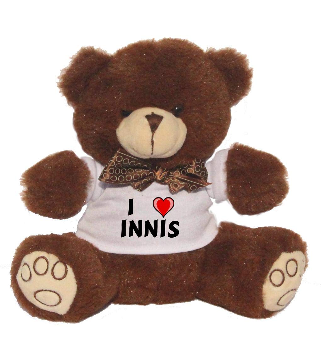Shopzeus Personalised bear plush toy with I love Innis T-Shirt (first name/surname/nickname)