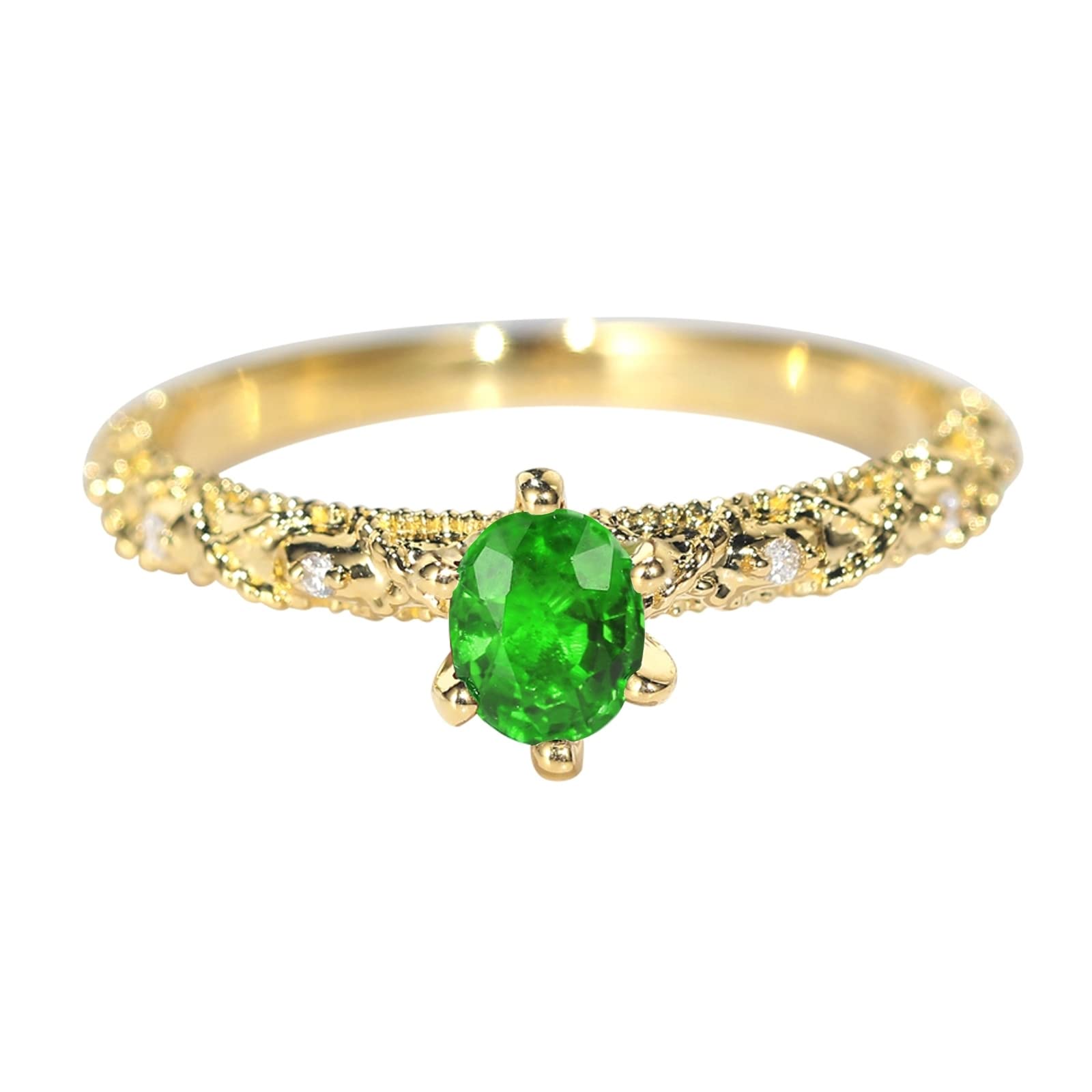 Anello delicato 18 K, semplice promessa anelli eleganza sollievo sei artigli anelli anello gioielli proposta regalo per le donne, Size L 1/2, Oro giallo 18 carati, Zirconia cubica