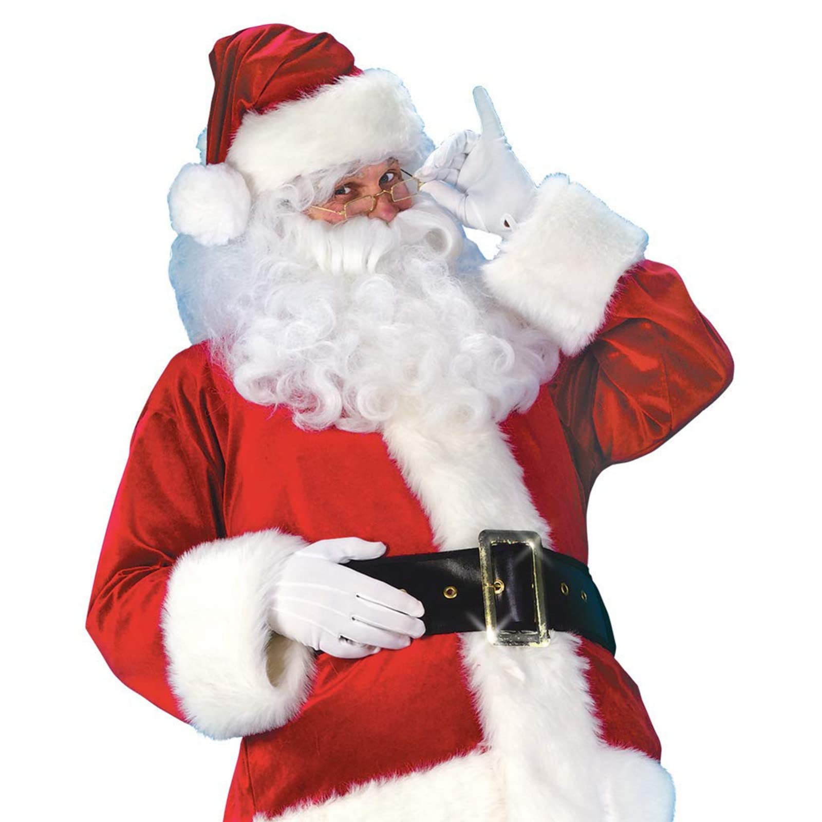 11Pcs Costume Déguisement Père Noel Adulte, Déguisement Noël Homme Père Noël Luxe Complet Costume Déguisement d'hommes pour Noël La Veille Noël Ou Le Carnaval 5XL.