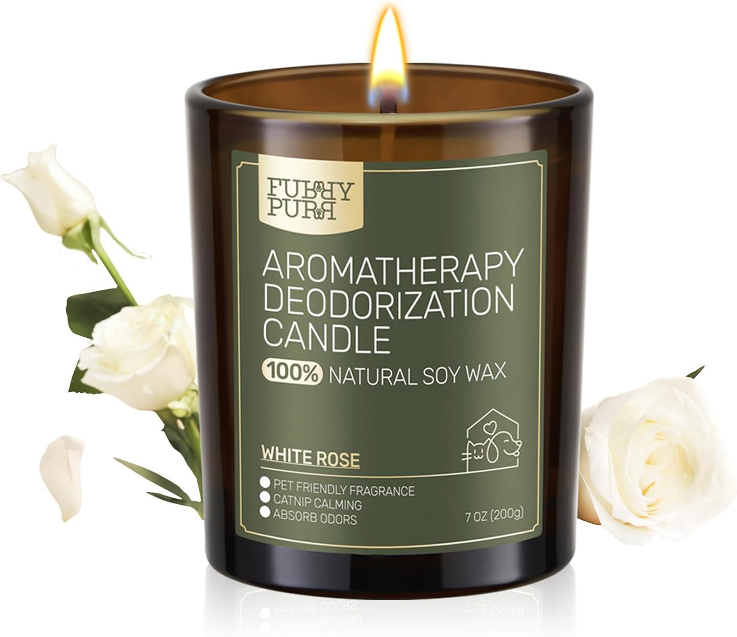 Odor Eliminating Soy Candle — White Rose, 60-Hour Burn