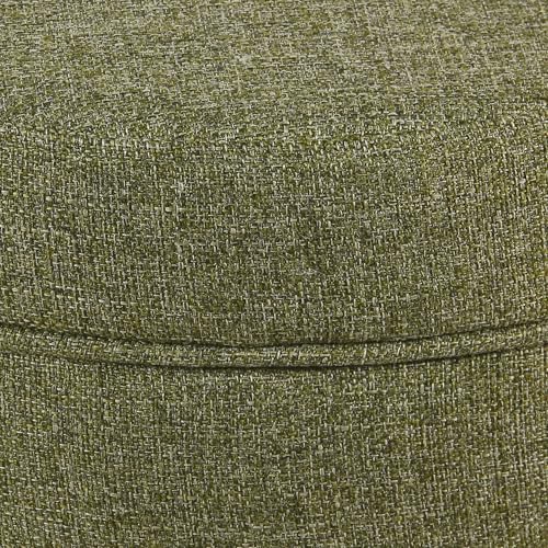 Homepop Home Decor | Upholstered Round Storage Ottoman | Ottoman with Storage for Living Room & Bedroom, Green Tweed by HomePop - Image 3